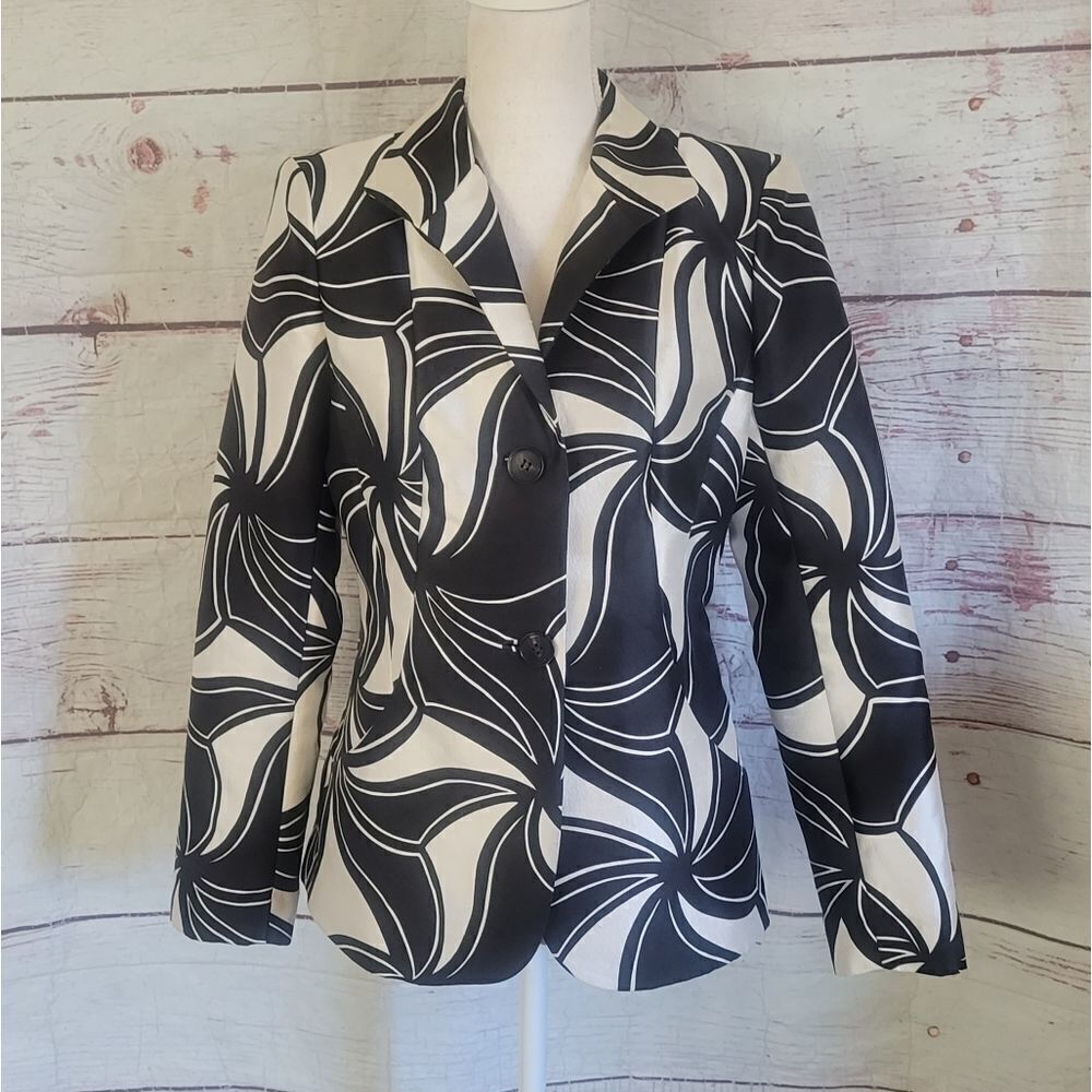 Lafayette 148 Silk Wool Abstract Blazer Size 6